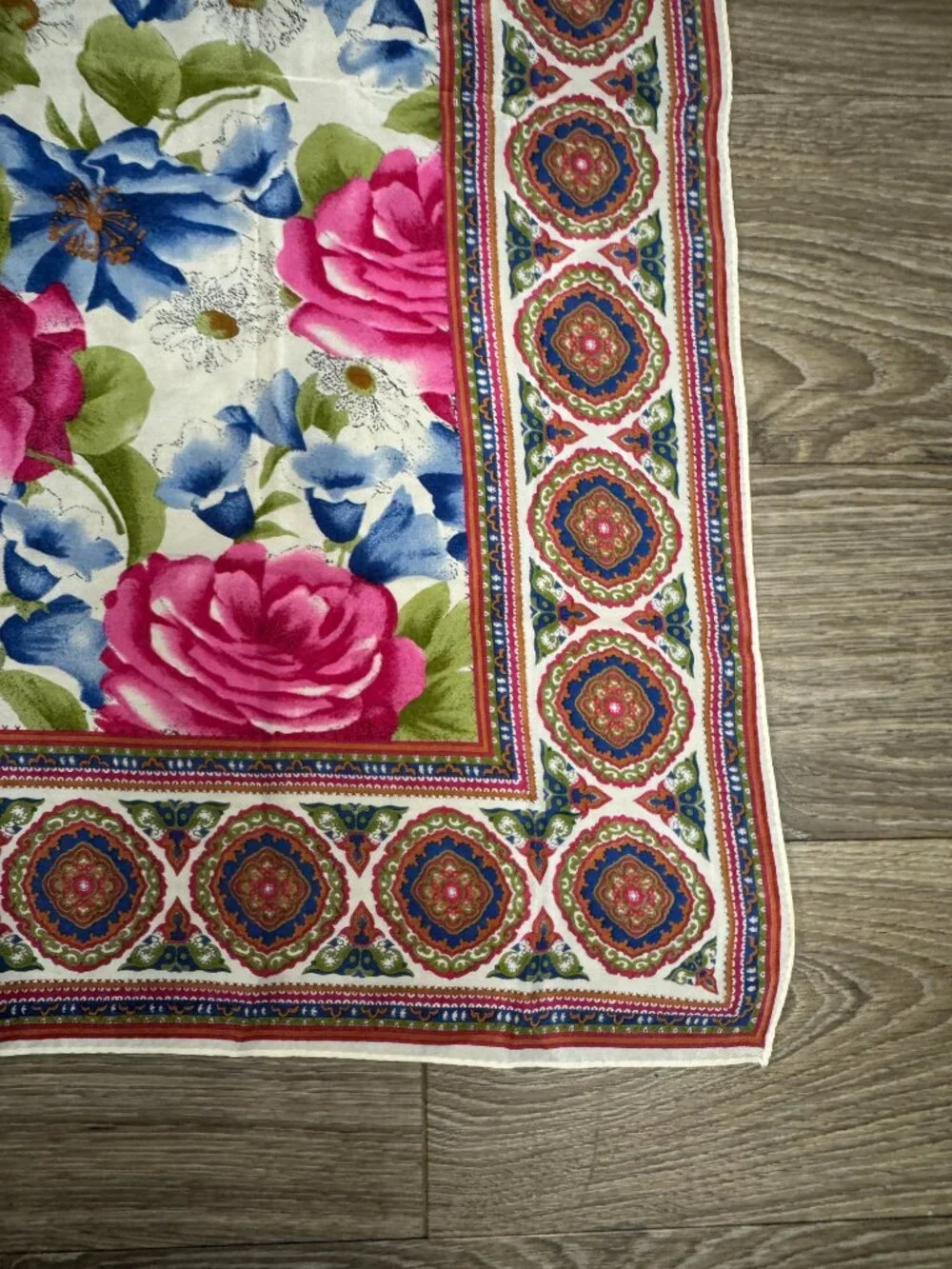 Vintage Silk Scarf Floral Roses